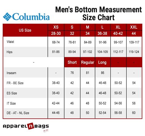 columbia boot size chart.